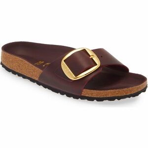 Birkenstock Women's Madrid Big Buckle Slide Sandal Oiled Leather in Zinfandel